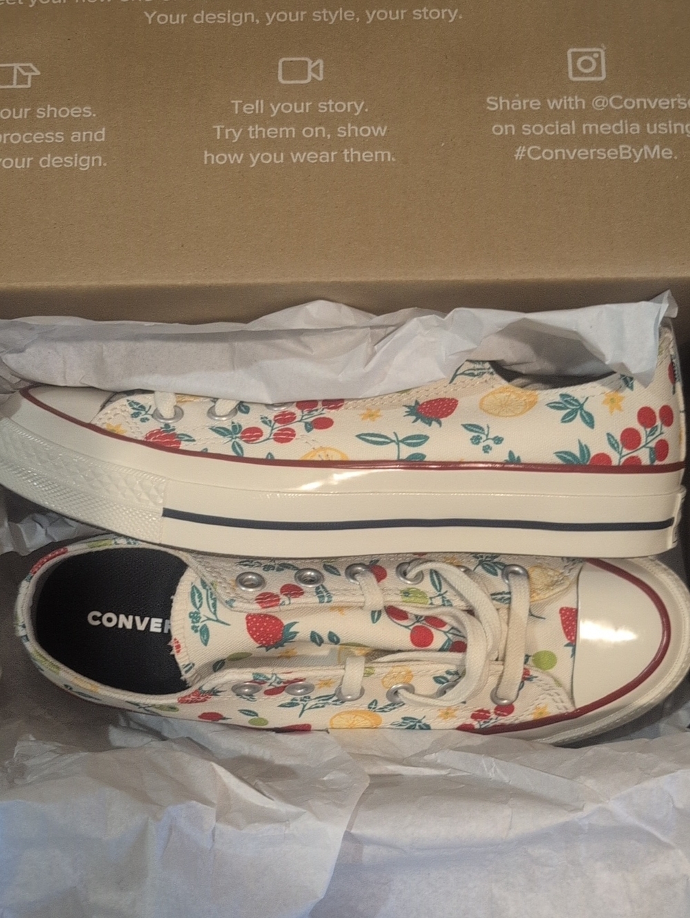 NEW Converse Low-Top Sneakers in White with Fruit Print - Unisex - Picture 7 of 10